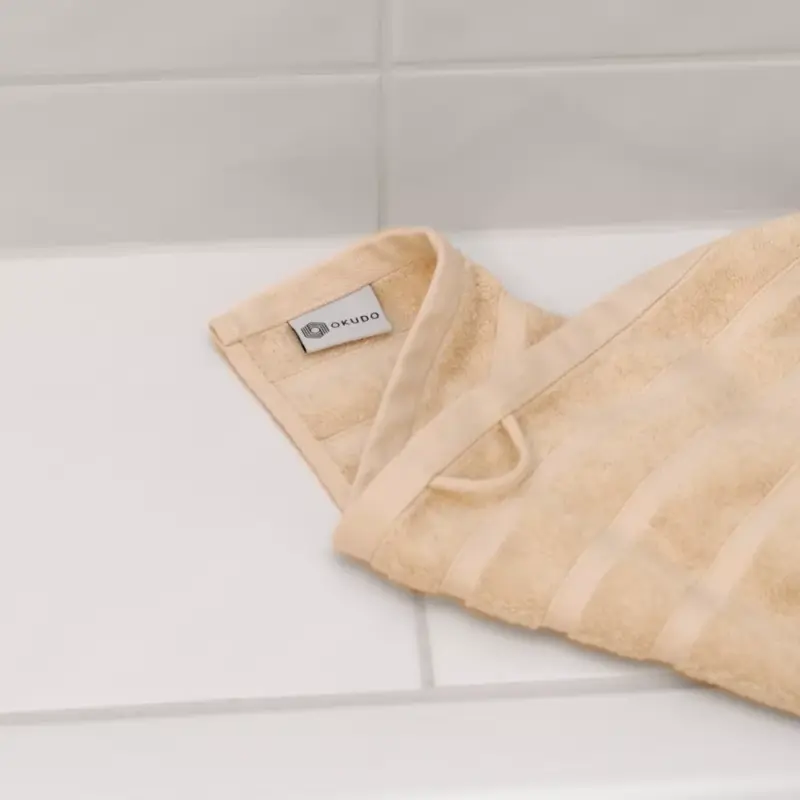 Handtuch aus Hanf und Bio-Baumwolle Etikett